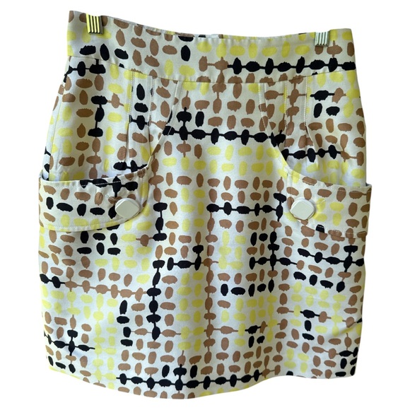 Tibi geometric silk/linen pencil Mini skirt Size 4 - Picture 1 of 12